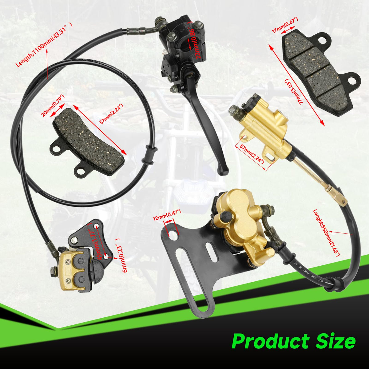 XIKOBY brake pads and spare parts laid out for quick maintenance
