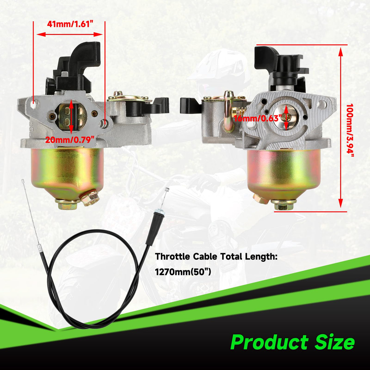 XIKOBY carburetor throttle cable and spark plug included for immediate replacement