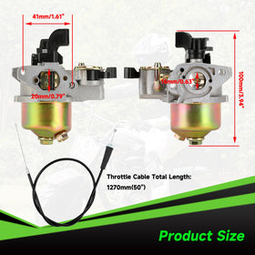 XIKOBY carburetor throttle cable and spark plug included for immediate replacement