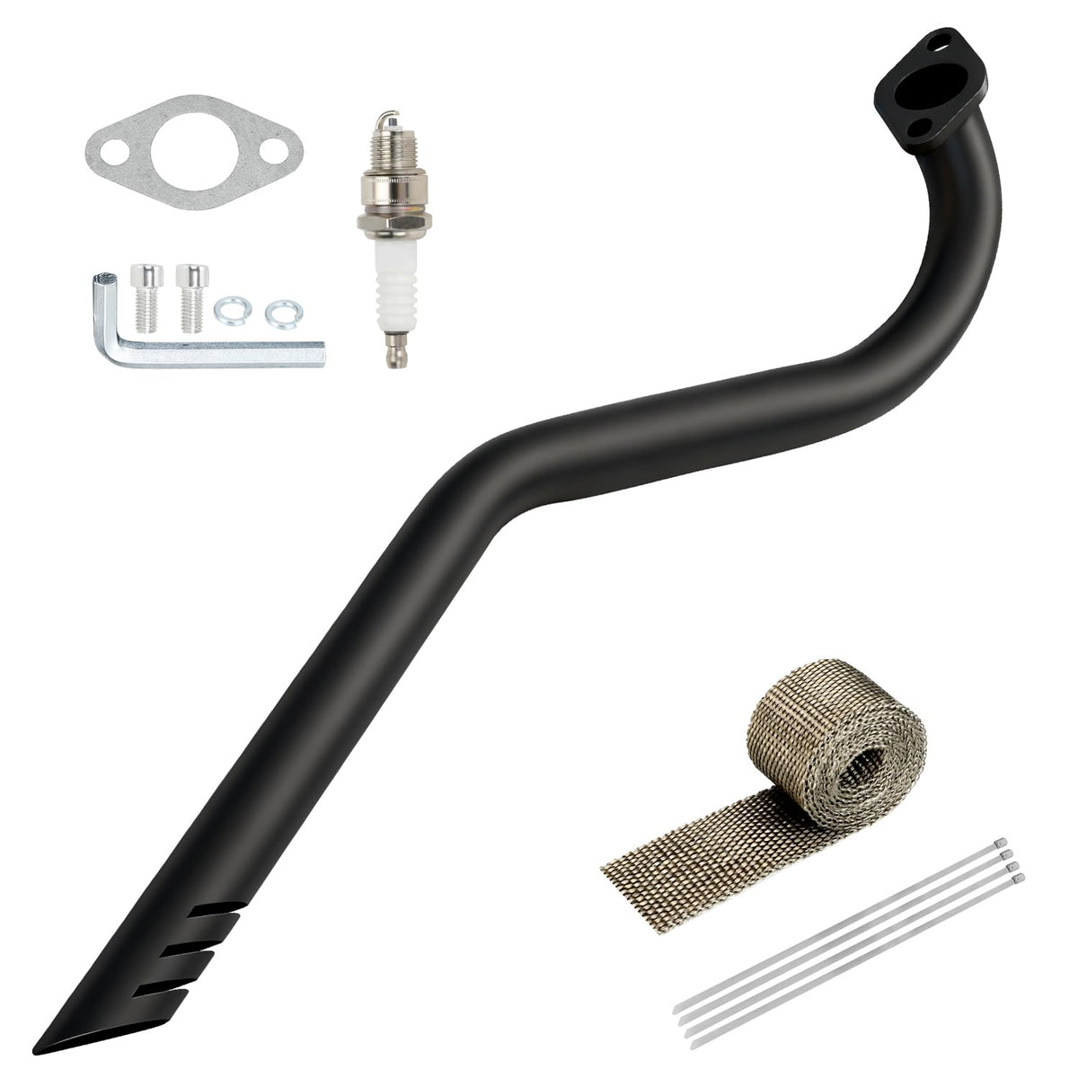 XIKOBY front view of center exit exhaust showing cleaner rear look and leg clearance