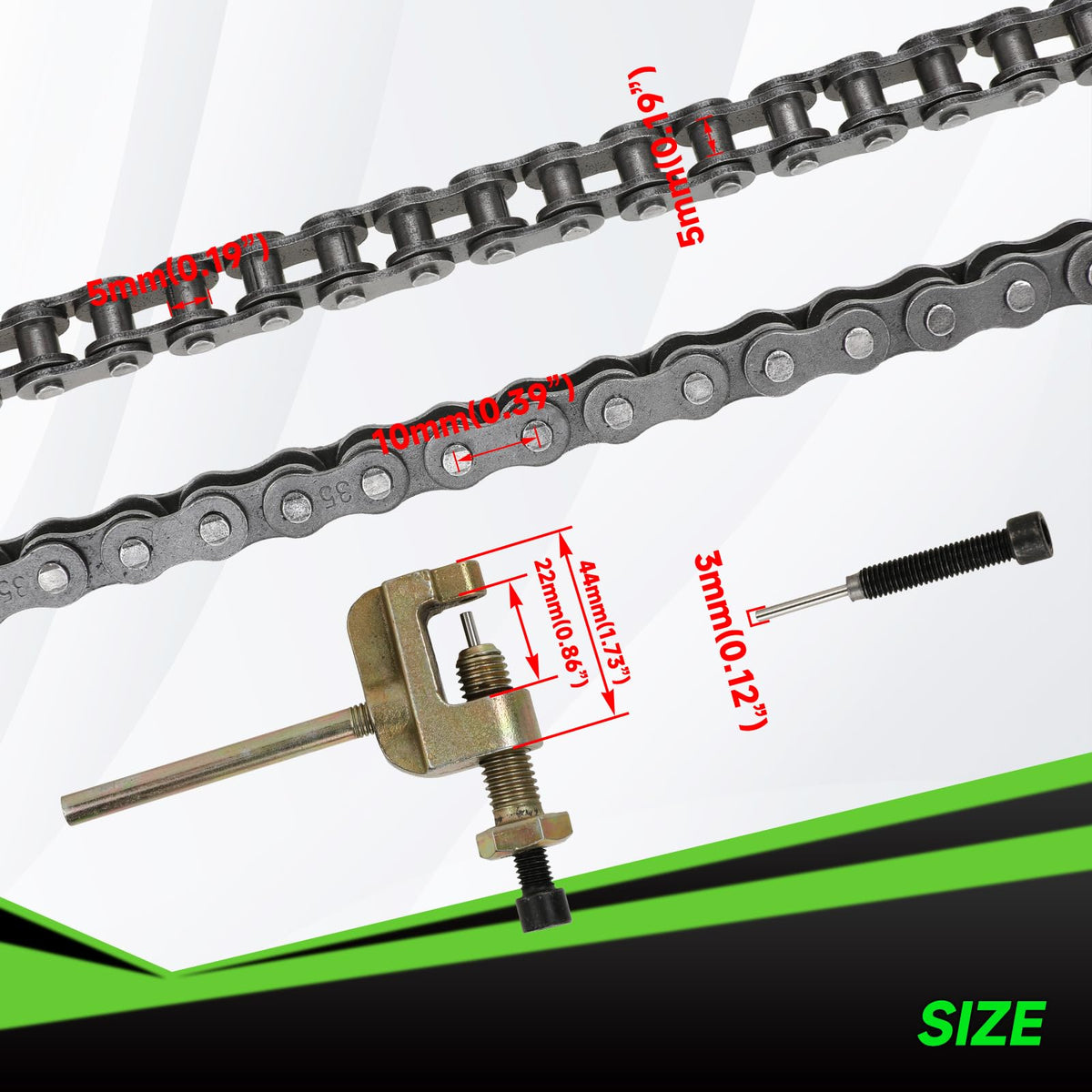XIKOBY chain breaker tool detail demonstrating easy link removal and precise sizing