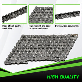XIKOBY close-up of #35 chain rollers highlighting durable carbon-steel construction