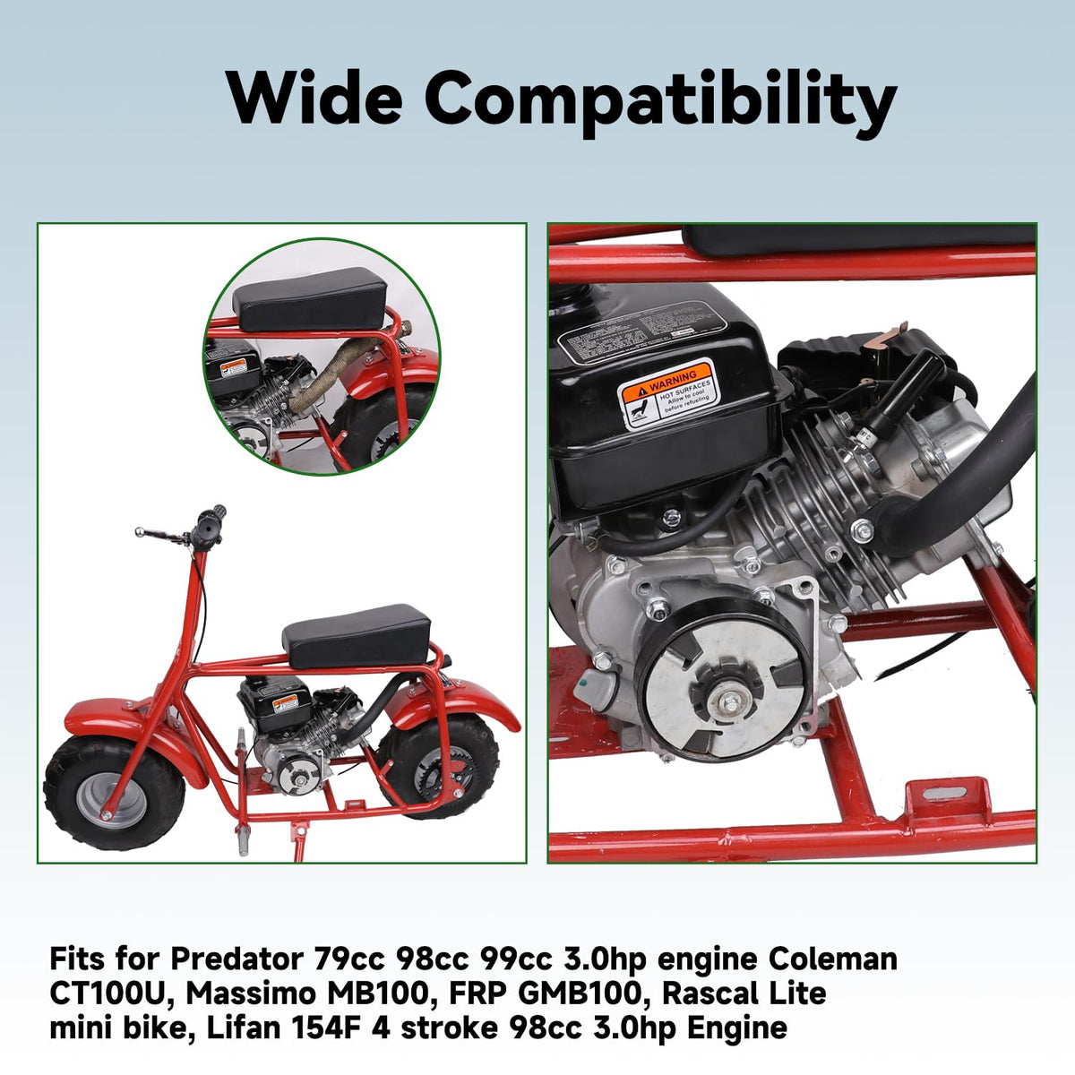 XIKOBY CT100U gasket and spark plug detail showing included installation parts