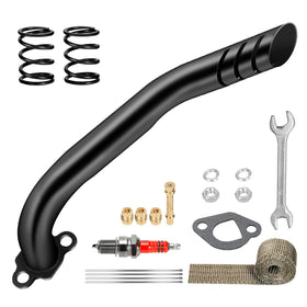 XIKOBY exhaust front assembly showing compact performance design and improved flow