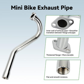 XIKOBY exhaust mounted on mini bike illustrating safer leg clearance and placement