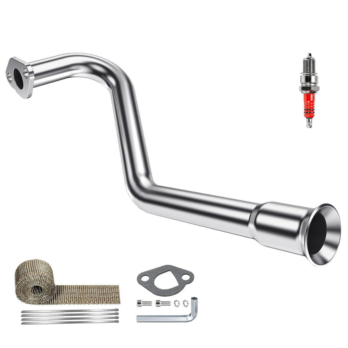 XIKOBY front mount exhaust showing bolt points and clean fit for easier installation
