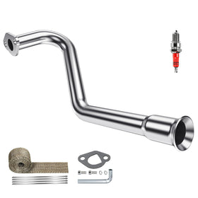 XIKOBY front mount exhaust showing bolt points and clean fit for easier installation