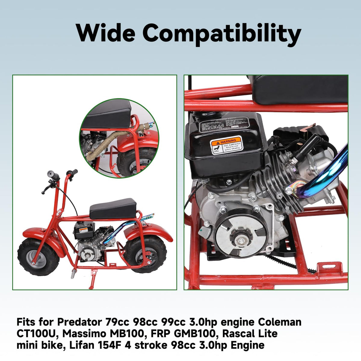 XIKOBY installed on mini bike rear showing safer legroom and better routing
