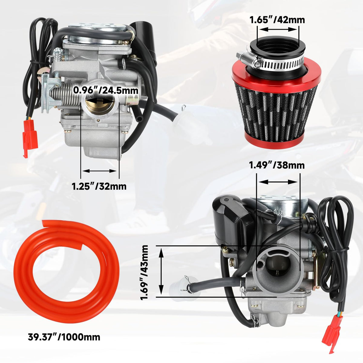 XIKOBY carburetor installed on scooter engine demonstrating fitment benefit