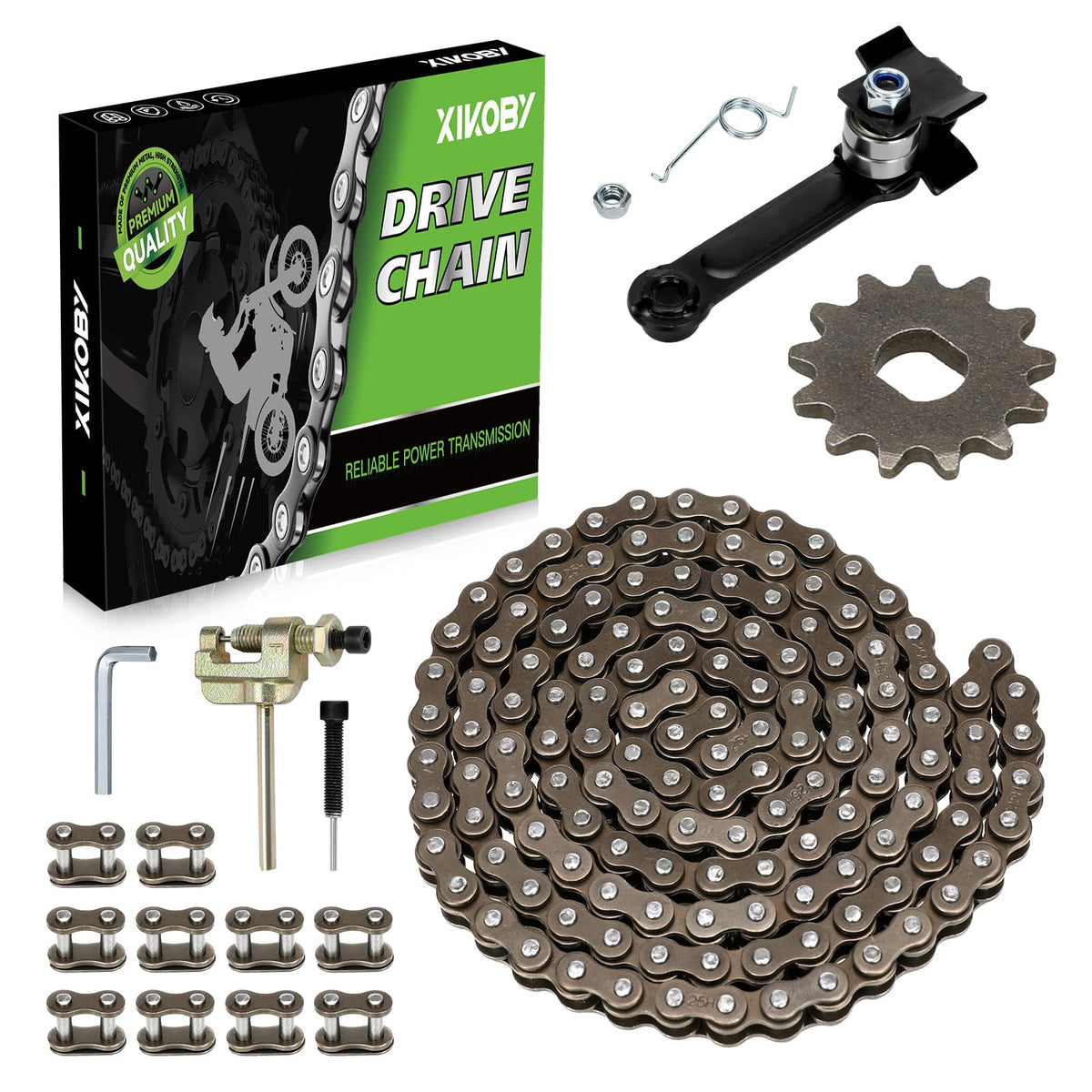 XIKOBY kit front packaging showing full drivetrain set and easy identification benefit