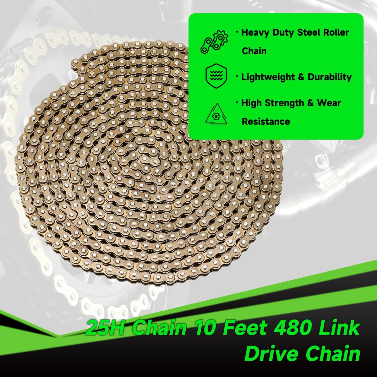 XIKOBY close-up of chain links showing robust roller construction