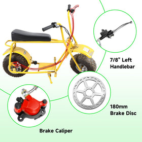 XIKOBY brake mounted on minibike rear disc, improved stopping power visible in use