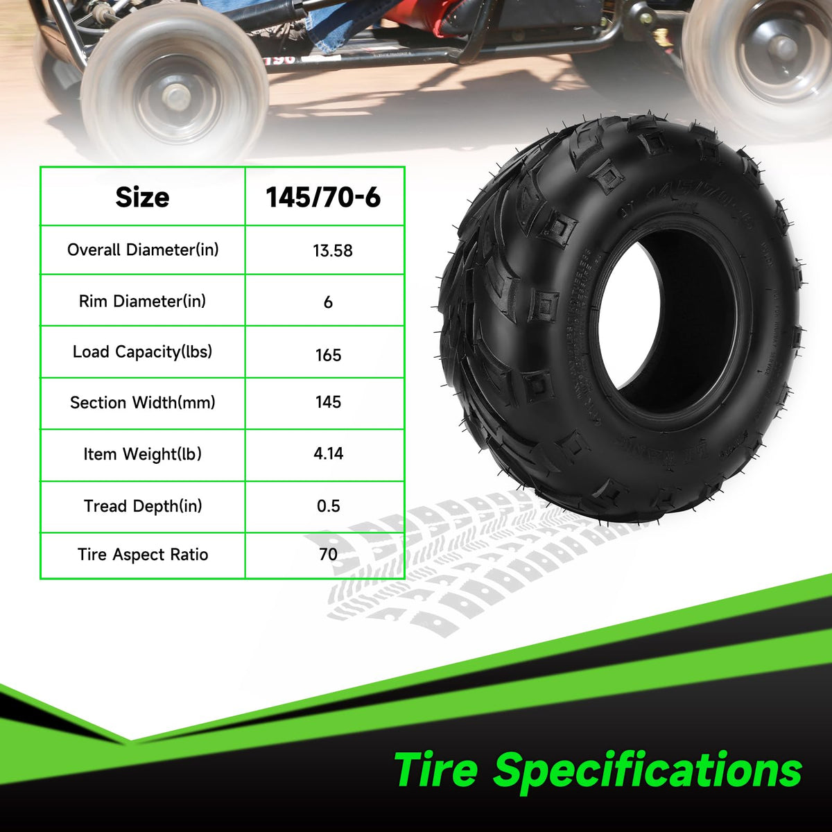 XIKOBY tire mounted on mini bike demonstrating direct-fit convenience