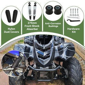 XIKOBY shocks on mini quad in use demonstrating smoother trail handling