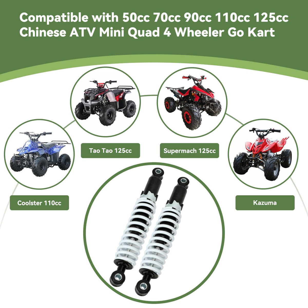 XIKOBY shocks mounted on ATV front improving ride control and stability
