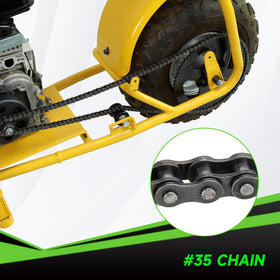 XIKOBY chain on sprocket with ruler to show scale and compatibility advantage