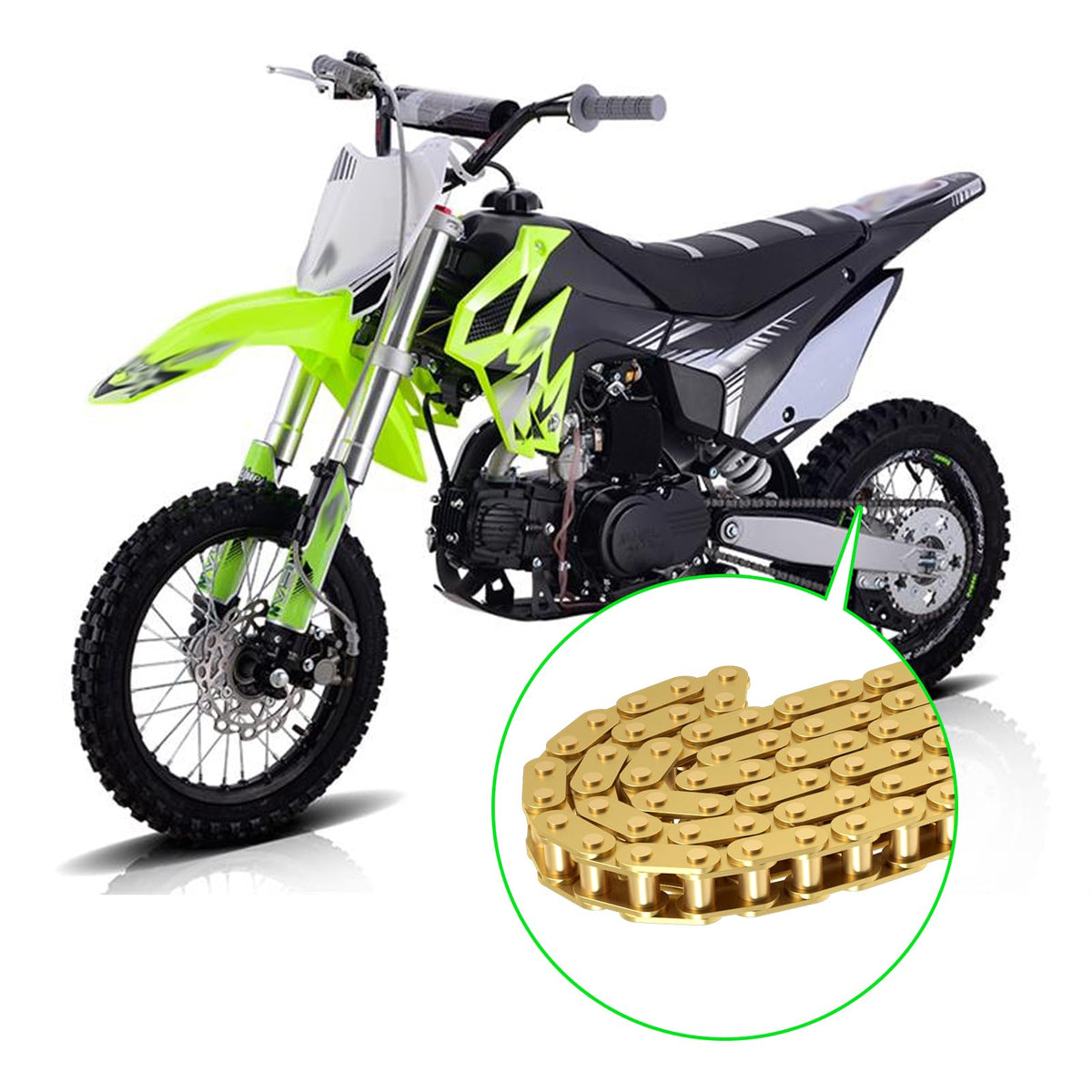 XIKOBY chain aligned with sprocket teeth, smooth power transfer