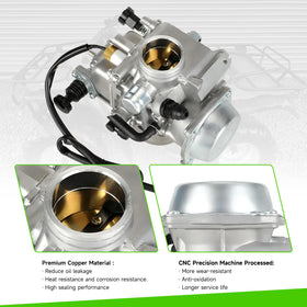 XIKOBY carburetor installed on Foreman ATV demonstrating quick swap-in