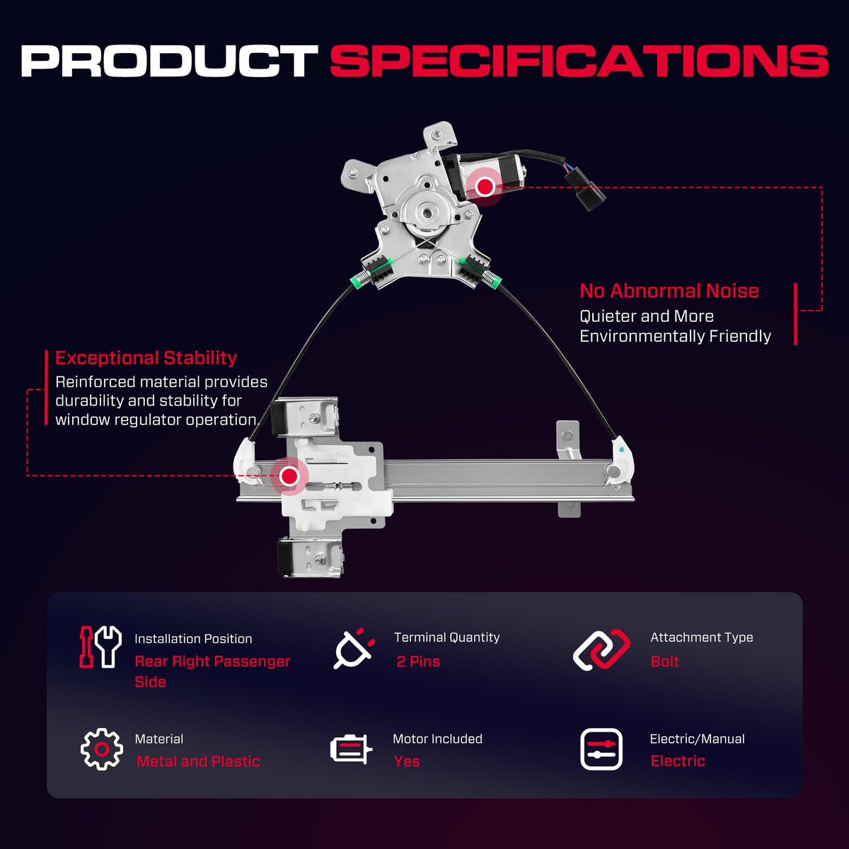 XIMAKA motor 2-pin connector detail, confirms compatibility and simple electrical hookup