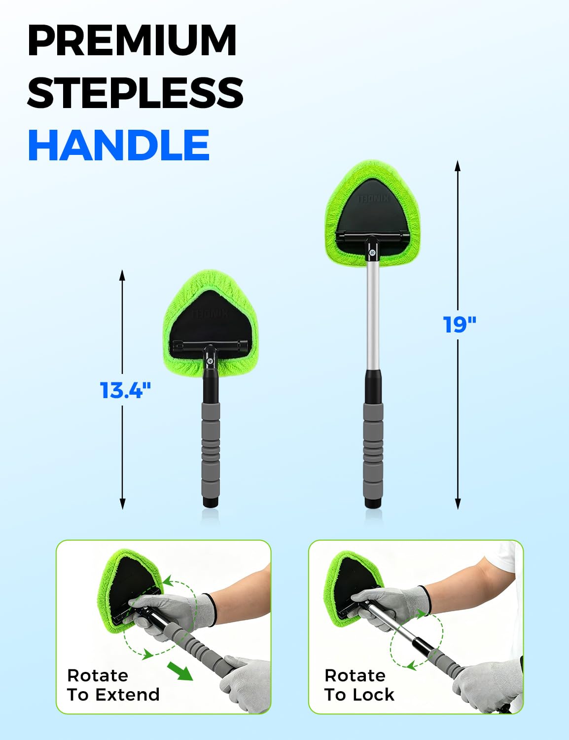 XINDELL pivoting head closeup demonstrating 180° swivel for corner access