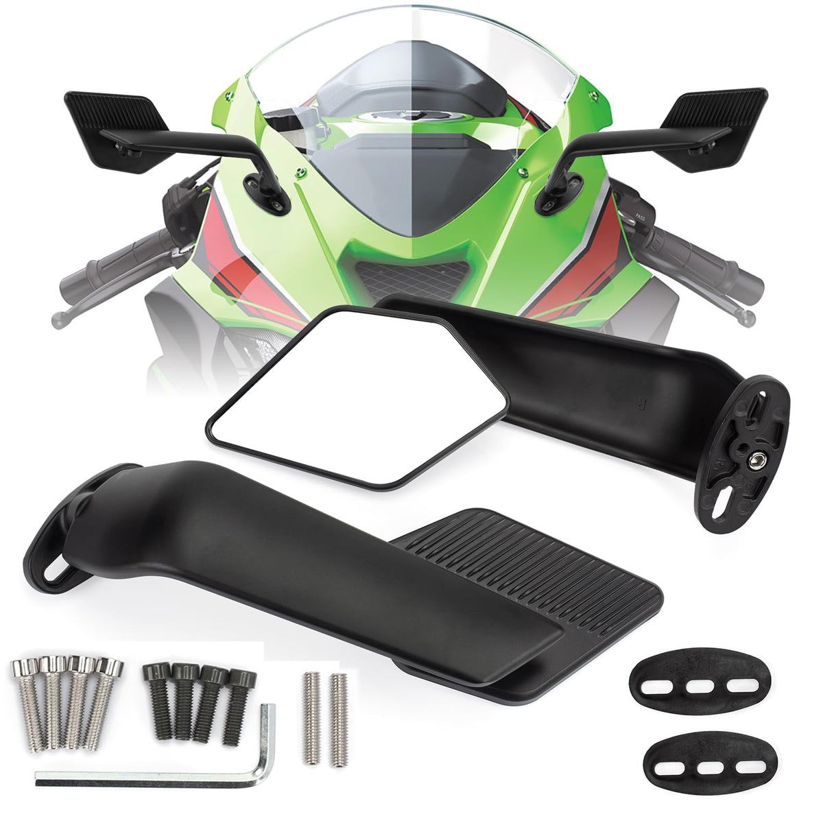 XINGWU front view assembled mirrors showing sleek stealth design and improved sightlines