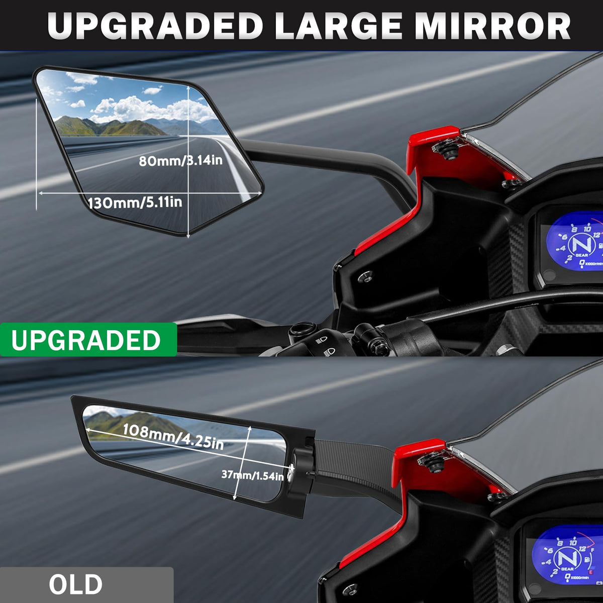 XINGWU HD convex glass detail showing wider rear visibility and minimized blind spots