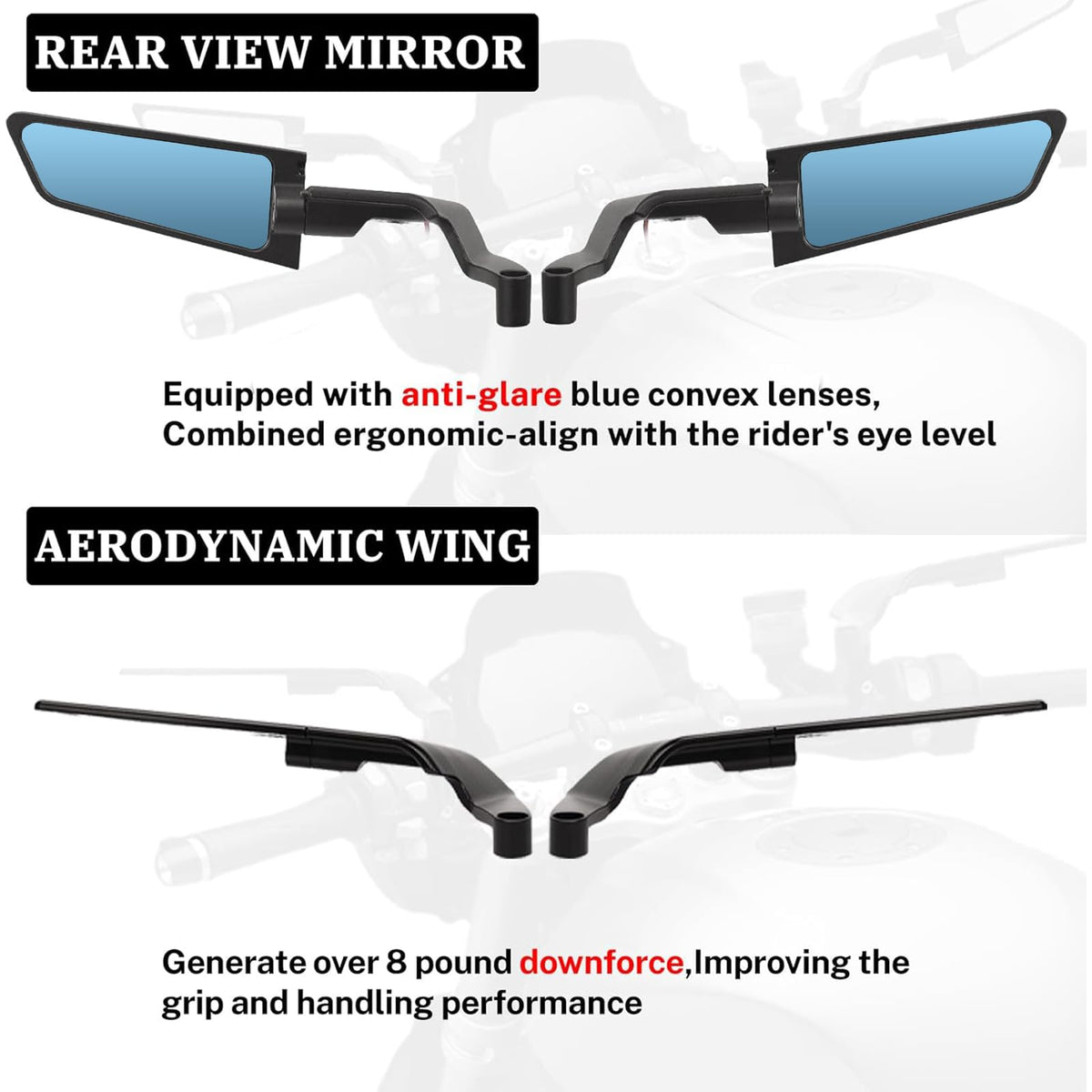 XINGWU mounted on a Z900 demonstrating fitment and clearer sightlines