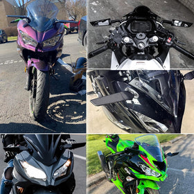 XINGWU side-mounted mirror on a Ninja demonstrating compact sporty look