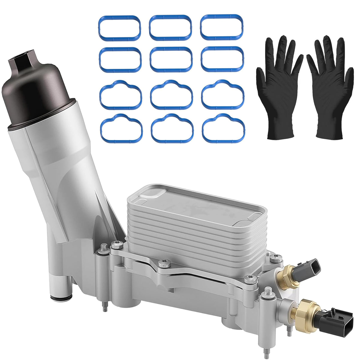 XINLIN front view of full aluminum oil filter housing assembly showing durable finish and fit