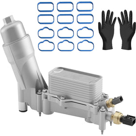 XINLIN front view assembled aluminum oil filter housing showing robust construction and fit