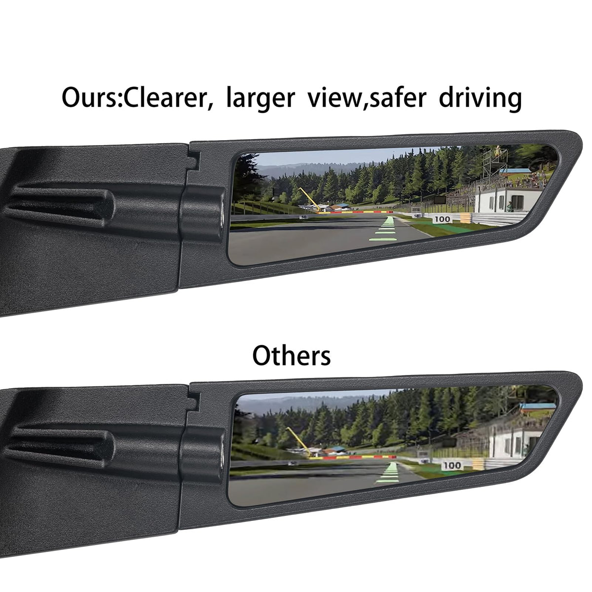 Xintre convex glass detail showing wider view and clearer rear visibility