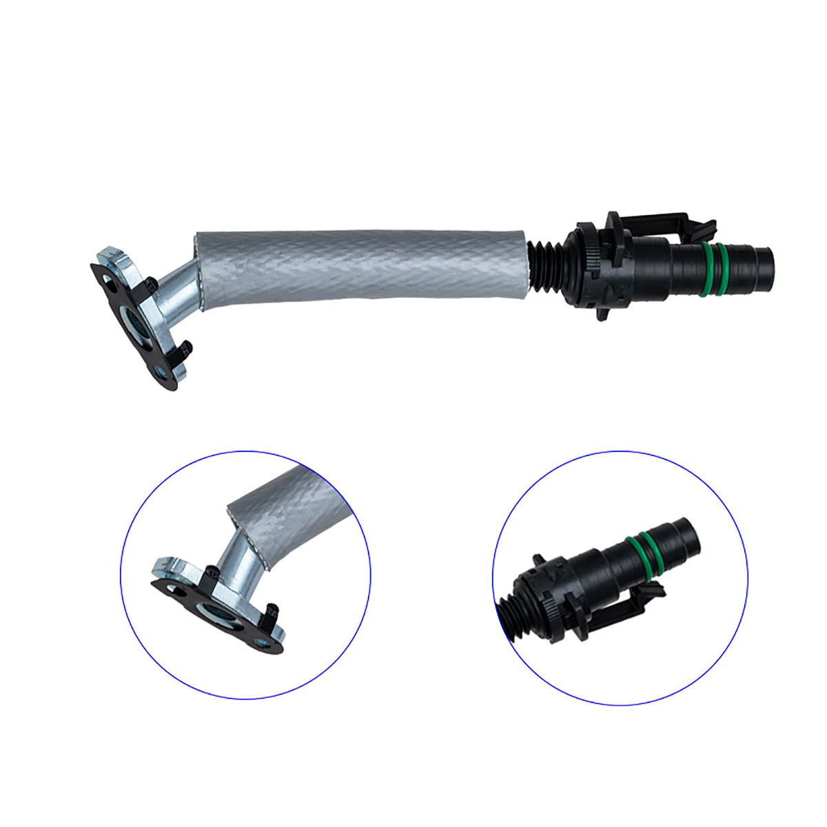 Xintre coolant feed line close-up illustrating corrosion-resistant finish and reliability