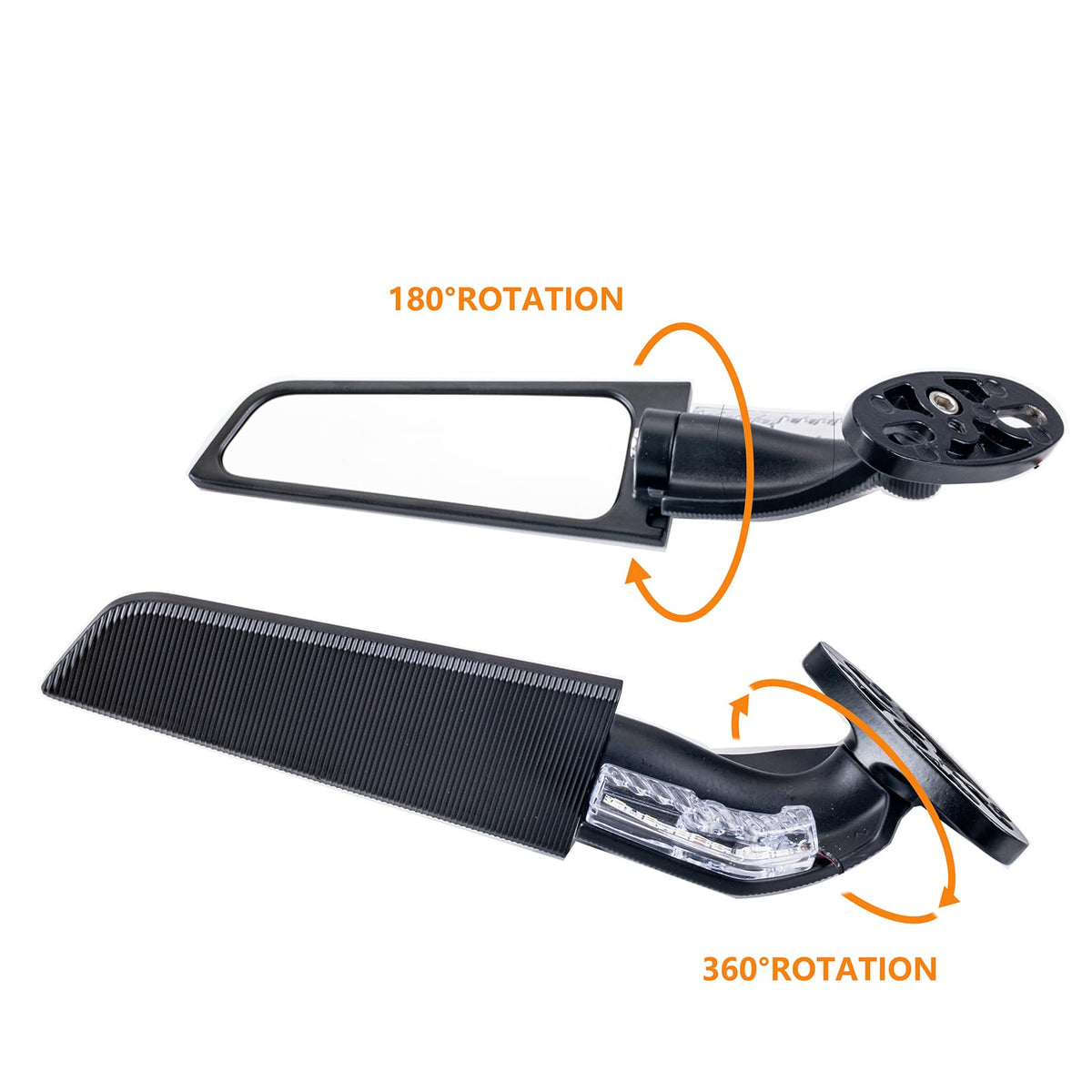 Xintre mirror mounted on a sportbike showing improved rear field of view