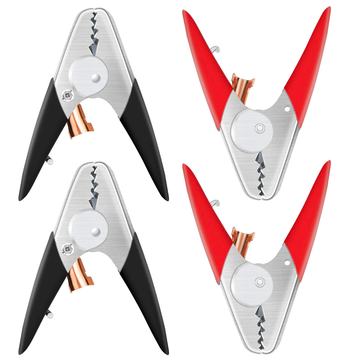 XIOGZAXI front view of four clamps showing robust construction and quick connectivity