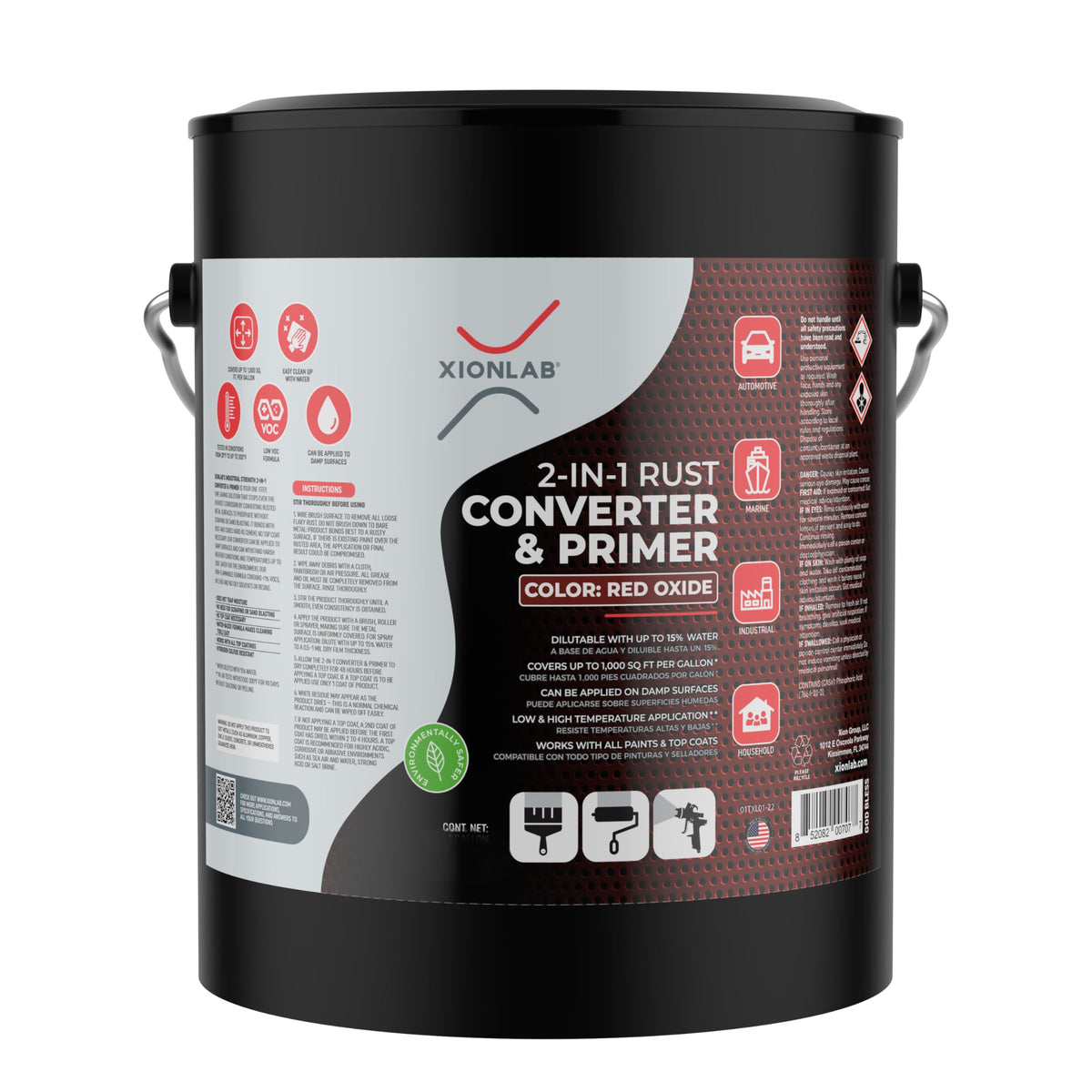 Xion Lab front label on one-gallon can showing product identity and coverage benefit