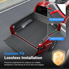 Xipoo tailgate mat mounted on open tailgate protecting work surface