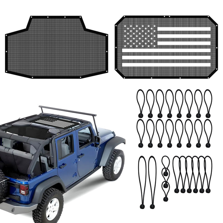 Xishuihe front sunshade fitted to Jeep JK Unlimited reducing glare