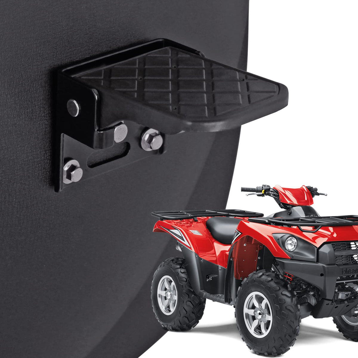 Xislet front view of paired foot rests showing durable metal and rubber for safer rides