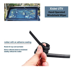 Xislet wiper beside human hand for scale showing compact, space-saving design