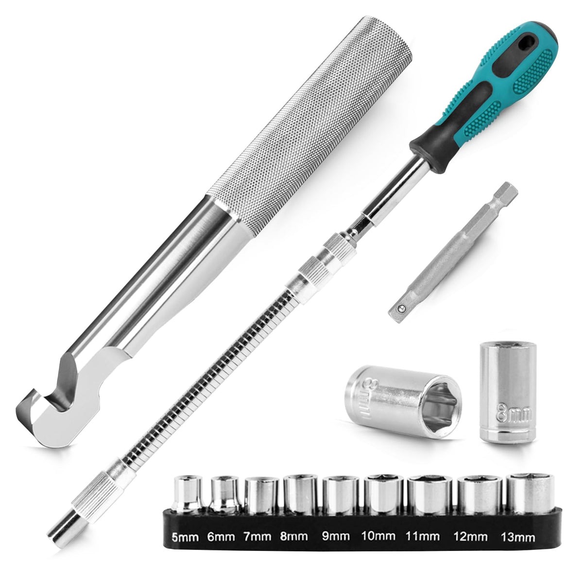 Xislet toolset front view showing components and durable finish benefit convenience