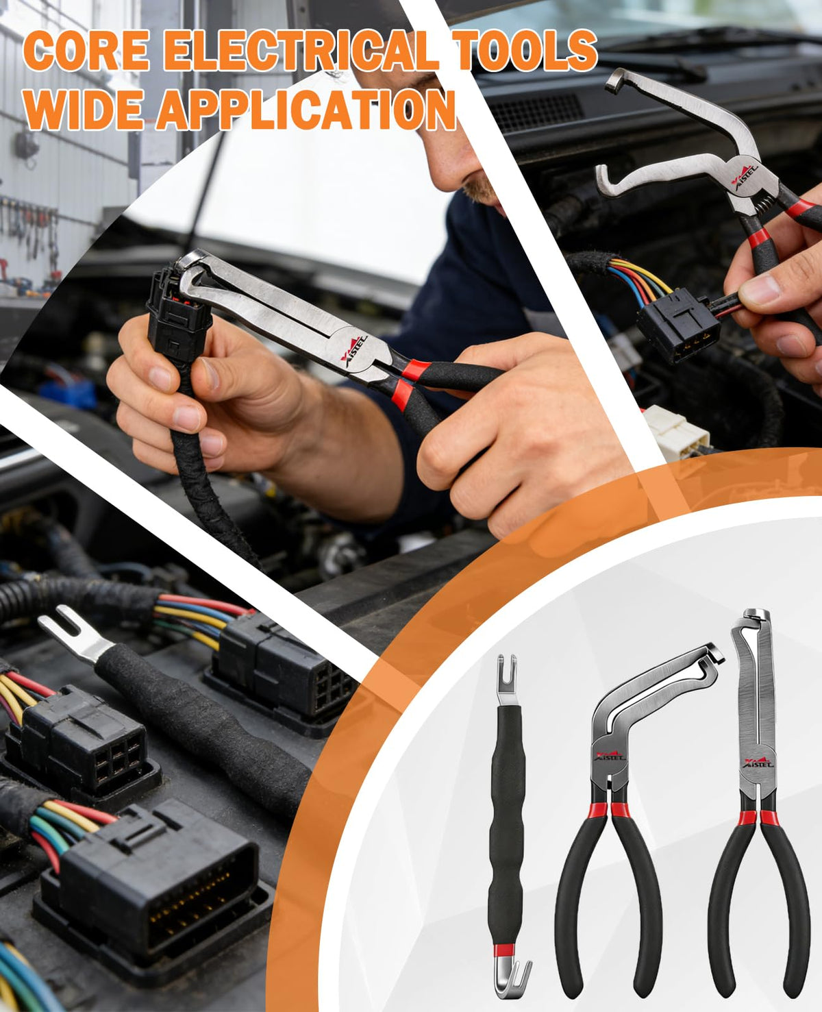 Xislet trim levers and terminal picks laid out to show variety and tool coverage