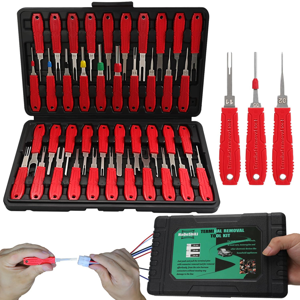 XLWJBES front view of organized case with all 41 tools visible, speeds selection