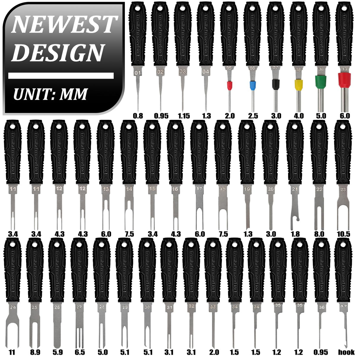 XLWJBES open case displaying all 41 pin removal tools for easy selection