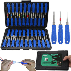 XLWJBES front view of open case showing organized 41-piece terminal removal set and quick access