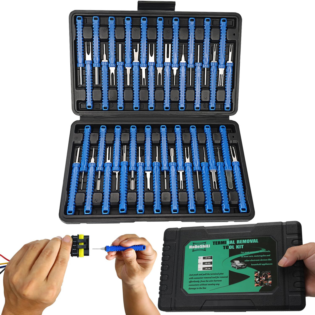 XLWJBES front view of blue blow-molded case showing kit organized and portable