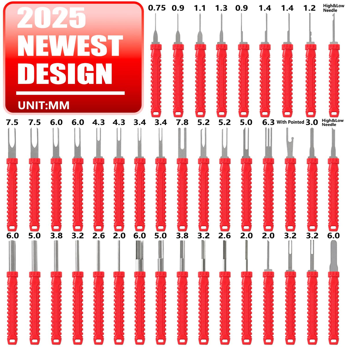 XLWJBES close-up of the 41-piece tool array displaying varied extractor tip shapes and sizes