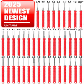 XLWJBES close-up of the 41-piece tool array displaying varied extractor tip shapes and sizes