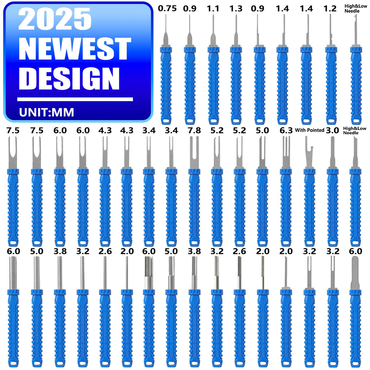 XLWJBES close-up of the 41-piece tool array highlighting variety of tip shapes