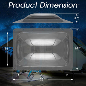 XMK dome on RV roof with tape measure showing scale and installation ease