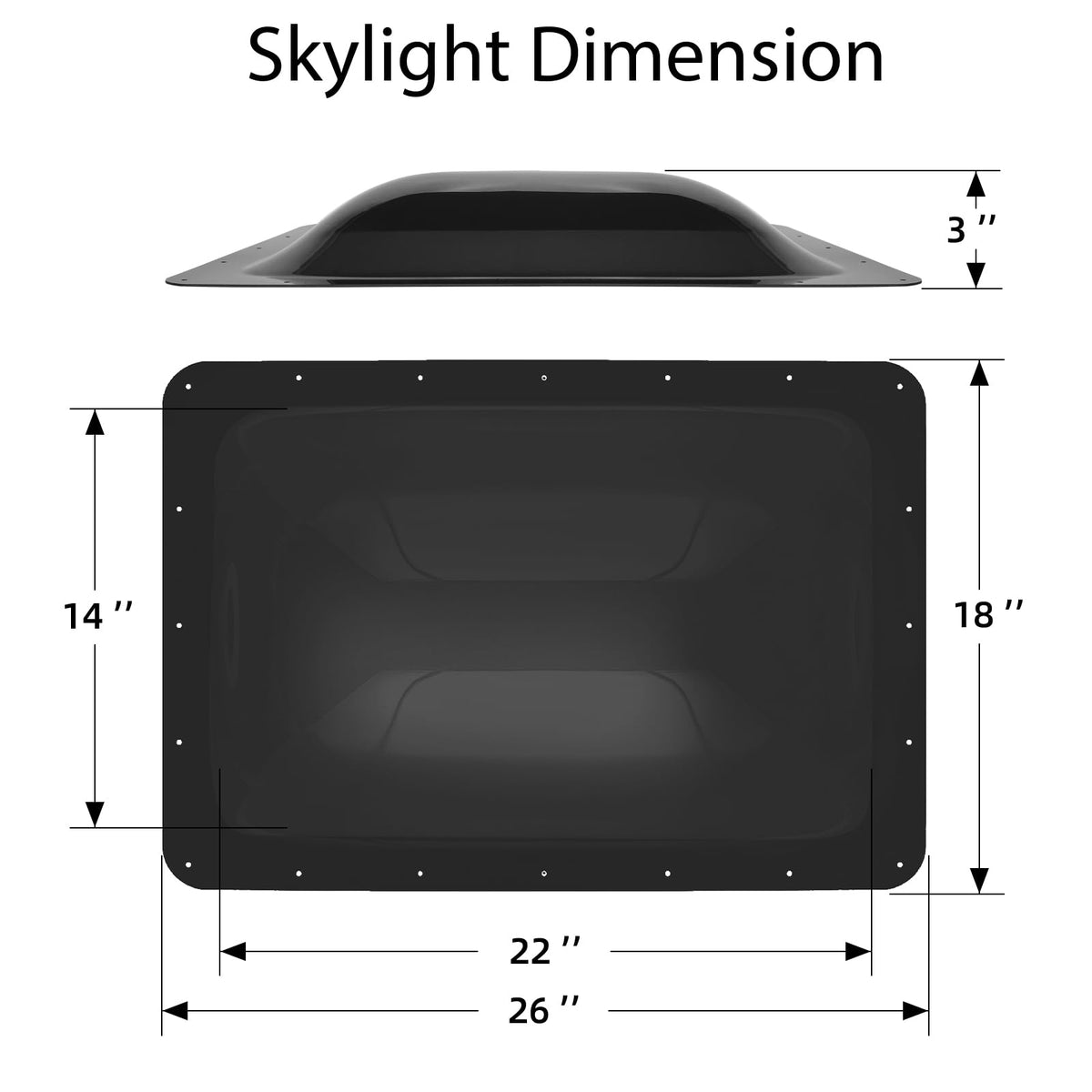 XMK dome beside measuring ruler showing 18x26 size for accurate fit